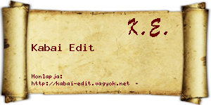Kabai Edit névjegykártya